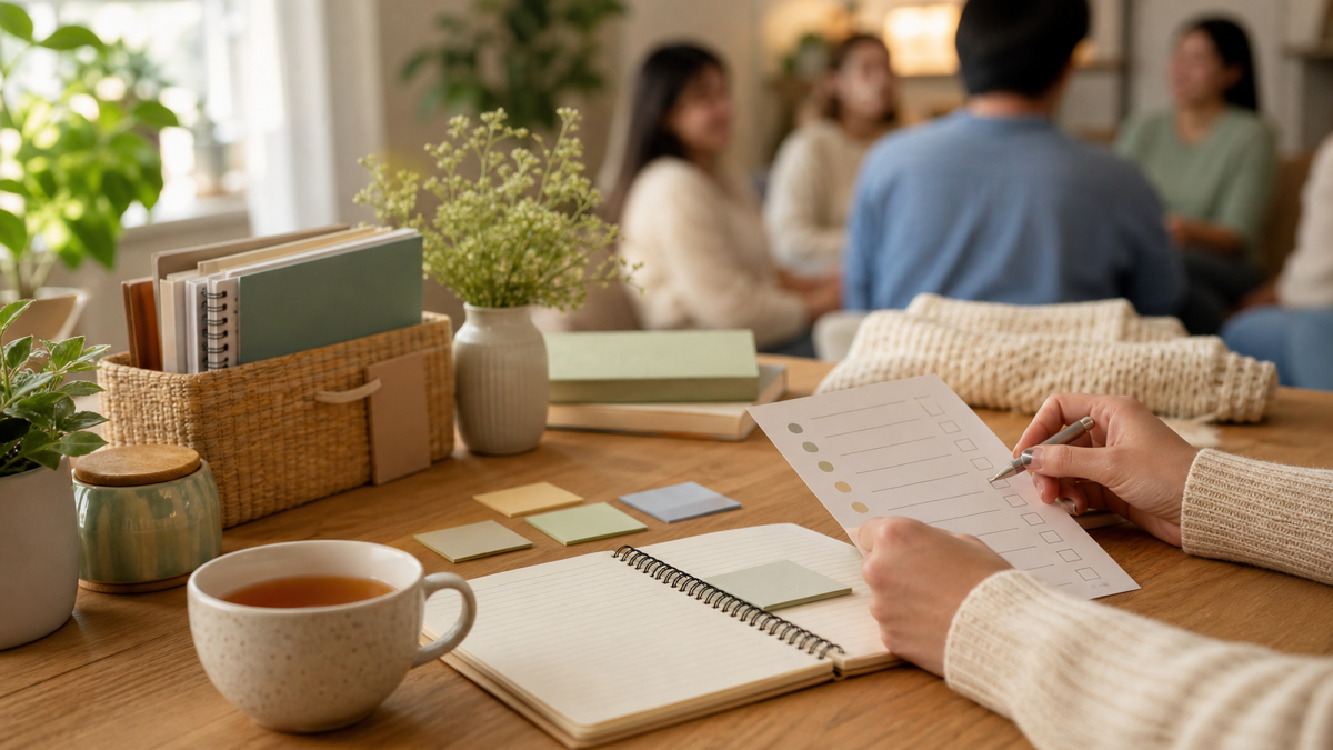 A calm organised desk scene suggesting the ISFJ personality type's practical care and steady responsibility.